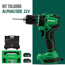Kit Completo de Taladro y Atornillador Profesional AlphaCode + REGALO: 2 Baterías y Maletín con Accesorios